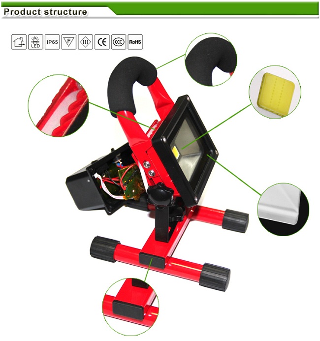Super Bright Outdoor Portable Led Rechargeable Floodlight