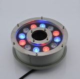 Round 12W High Power LED Underwater Light IP68 Waterproof DC12/24V Input RGB/White Color for Swimming Pool/Fountain/Aquarium Use